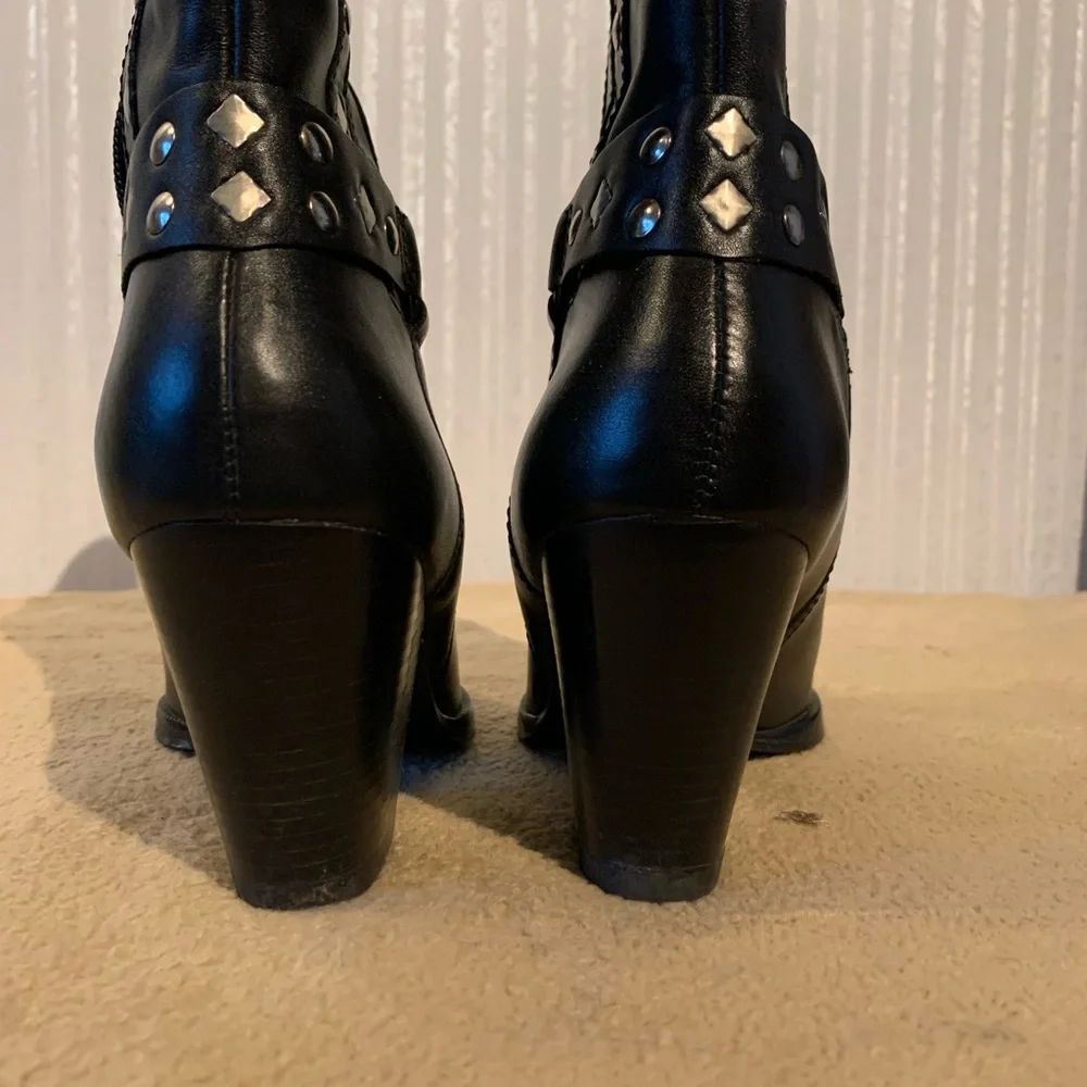 Harley-Davidson Black Leather Heeled Boots - Picture 5 of 8
